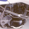 Neat details: rear brake is on the countershaft, chain has Horst Leitner's anti-torque chain guide system. 