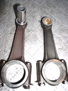 Connecting rods back from the machine shop after having the small end bushings replaced.