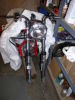 Forks, handlebars, headlight, lever perches, switch gear installed