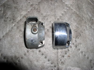 Stripped the flaking chrome from the throttle and polished the housing. Before on left, after on right.