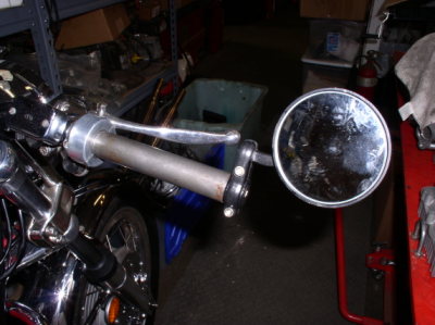 Test fitting the bar-end mirrors. 